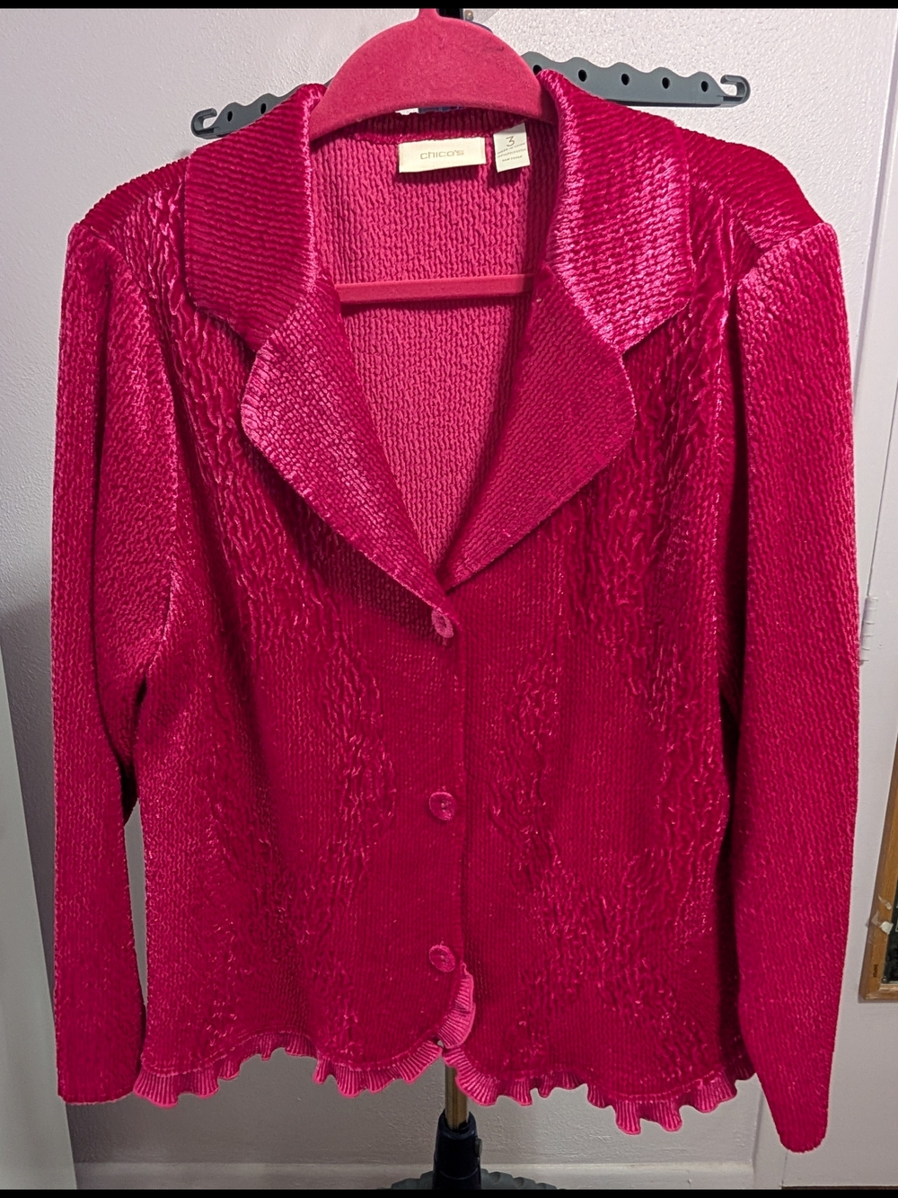 Chico's Rich Fuchsia Textured Jacket